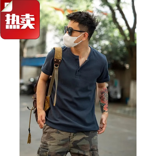Vancl Vancl [6296 People's Collection] Waffel Kurzärärmelte Männer-T-Shirt für das kurzärmelige Sommer-Männer-T-Shirt für einfache, lockere, atmungsaktive und vielseitige Henry Khaki L 120-150jin [Jin entspricht 0,5 kg]