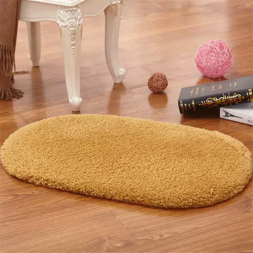 Yusenyi Foot Mats Door Mats Plush Home Floor Mats Home Bathroom Water-Absorbent Kitchen Bathroom Bedroom Carpet Anti-Slip Beige Oval 50x80cm Sheep Velvet