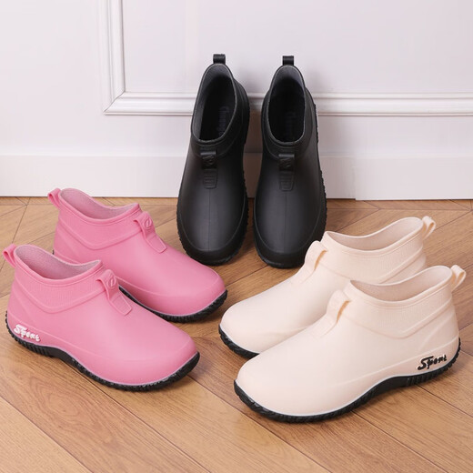 Suyoumi new rain boots for women, fashionable thick sole non-slip waterproof short tube water shoes kitchen work soft sole rubber shoes, flat sole super soft this year's new style extra thick [beautiful] 36