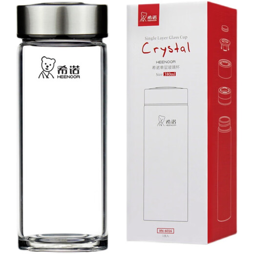 希诺（HEENOOR）玻璃杯单层加厚便携办公泡茶水杯男官网女家用透明杯子 6191-410ml(无礼品)
