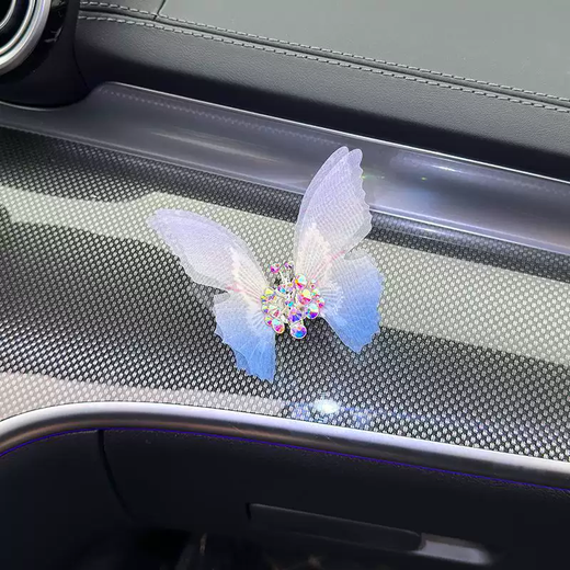 Yusenyi Car Aromatherapy Center Console Car Ornament Perfume New Butterfly Air Outlet Decoration Creative Healing Ornament Three Ornaments Pasted (Blue, Pink and Purple) 1g