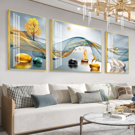 Clcey Fulu Light Luxury Coremroom Coremport Prainting Простой современный диван фоновый настенный настенный висящий живопись атмосферная картина роспись.