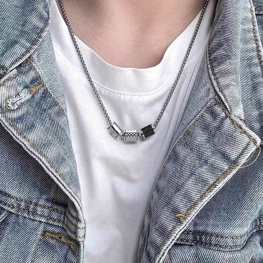 YIBIY2025 latest small waist transfer bead necklace men's trendy high-end pendant men's 520 gift three-circle necklace chain length 55+5cm