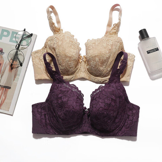 Gujin Purple Lanti Reis Drei-Bastern-Unterwäsche für Frauen Seitensammlung Dünner Tasse Bra STW5308 7373 Dunkle Hautfarbe 75c