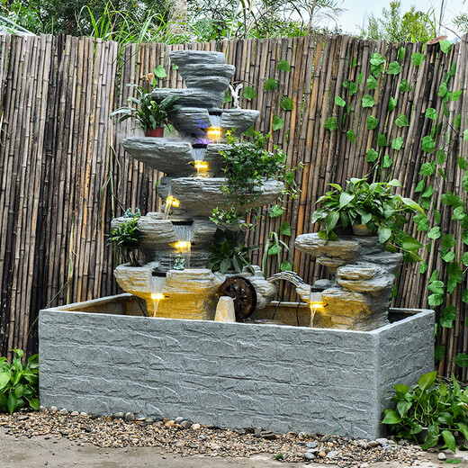 Tiantongtai Floor Rockery fließender Wasserfischteich Zirkulation Wasserfall Wasserfall Fengshui Rad Ornament im Innenhof Wohnzimmer Fortune -Dekoration Landschaft 5052+9039+5010