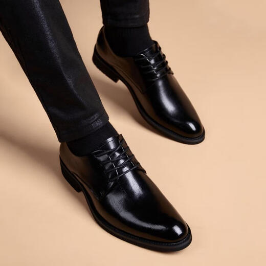 Xo Lederschuhe Männer [hochwertiger Kuhläden] Männergeschäft formelle Freizeitschuhe Herren britische Büro Derby Schuhe Herrenschuhe schwarz [Handgriffmuster-starke Textur] 6621-2 42