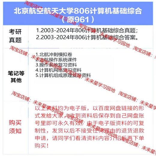 Beijing University of Aeronautics and Astronautics 806 original 961 computer basic comprehensive 03-24 postgraduate entrance examination questions Beihang first examination supporting information for seniors onshore