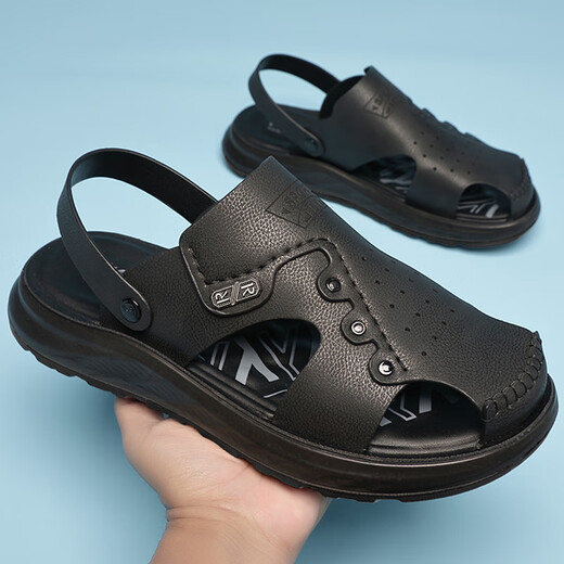 Sanli Tait large size men's shoes 45 summer breathable beach shoes 46 casual two-wear sports sandals 47 dad sandals men 48 15602 black 46