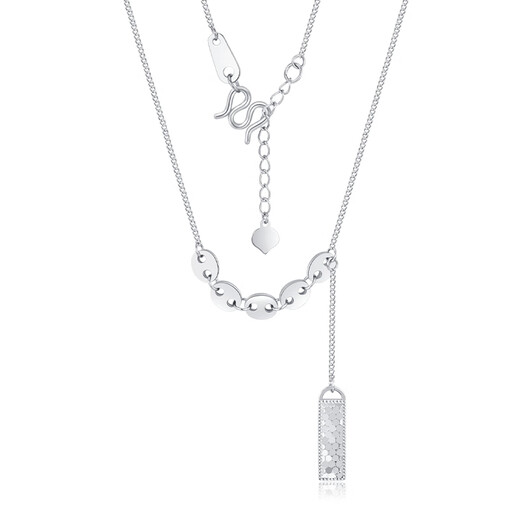Chinese jewelry pt950 crushed ice platinum necklace plain chain versatile clavicle set chain birthday gift for girlfriend crushed ice fish scale set chain weighing about 7g