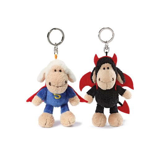 NICI allemand NICI SHIFT Car Chain Men's Key Doll Cartoon Mute Plux Doll Schoolbag Pendant Backpack Ornement NOUVEAU favori (mouton noir + mouton de la tétine) + Autocollants