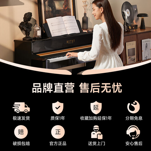 Betsy B321 Vertical Electric Piano Hammer Hammer 88 Key Solid Xylophone Key Adult Home Practice Professionnel Débutant Palais électronique Palais Palais - B321 AUDIO WOOD CLEY STYLE - Black