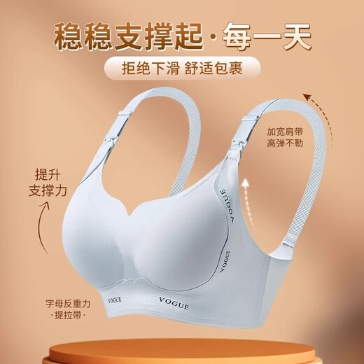 哺乳内衣产后喂奶专用收副乳防下垂孕妇孕期孕哺两用大码文胸罩女 蓝色 2XL 【建议140-160斤40BCDE】