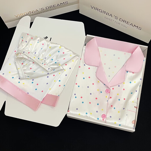 Ran Yilans gleiches Internet-Promi-INS-Stil Sommer Neue Farbe Polka Punkt kurzärmelige dünne Eisseide Süßes und niedliches Student hellgelb #YX-9214 XL X131-145Jin [Jin ist 0,5 kg]
