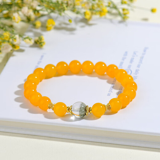 [Sélection des cristaux] Bracelet Agate Strawberry Crystal pixiu Sugar Heart Glass blanc cristal vert bracelet d'anniversaire C675 Bracelet de bracelet de corne d'abondance d'agate jaune