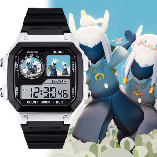 Sky Light Escape Characters Anime Customized Watch Two-dimensional Smart Small Square Electronic Watch Men and Women's Model Students [Fashion Silver-Electronic Watch] z3883 Light Escape Super Value Gift Pack (Extra Long Battery + Gift Box Packaging)