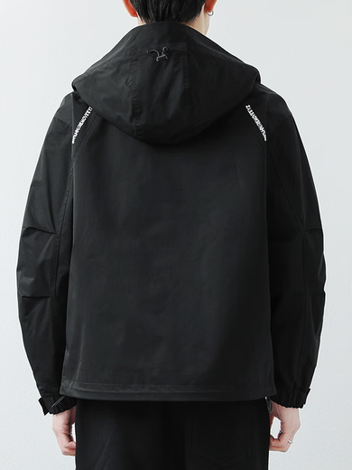 Scarecrow brand work jacket men's 2025 spring and autumn new style hooded jacket for young and middle-aged men's assault top men's black XL