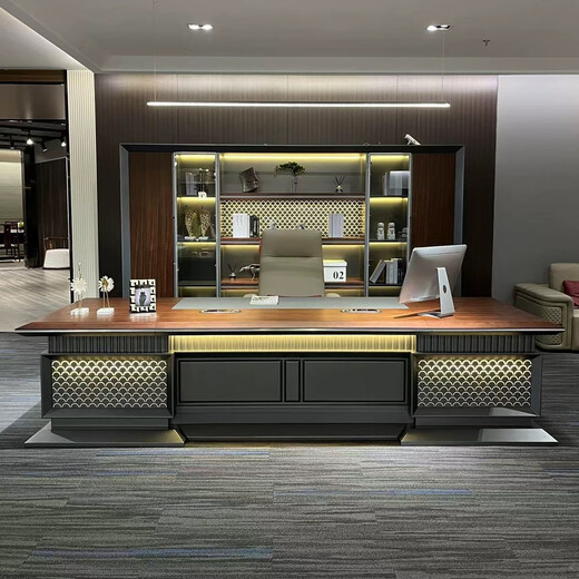 New Chinese-style office desk, boss desk, light luxury and elegant executive desk, high-end office furniture, chairman and president desk complete set, 2.8m boss desk