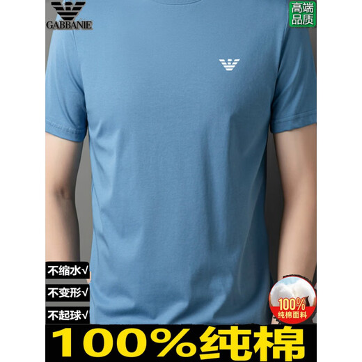 Qi Armania men's short-sleeved T-shirt pure cotton men's clothing 2024 new high-end cotton half-sleeved shirt 1518 white high-end 100 pure cotton T-shirt M [Suggested 100-115Jin [Jin equals 0.5 kg]]