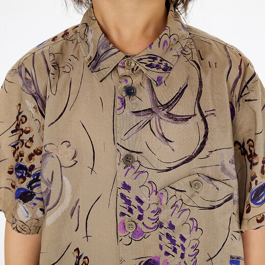 Jnby by JNBY Jiangnan Buyi children's short-sleeved shirt cotton printed poplin A-type loose and light summer boys and girls 1P5211480 920/khaki colorful mixed color 100 cm