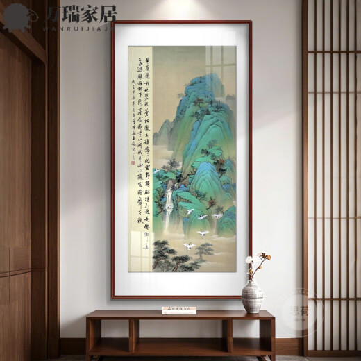 MPPMCK de alta gama Pure pintada a mano auténtica pintura china caligrafía y pintura Paisaje verde Mural Estilo chino Entrada de entrada de entrada de hogar