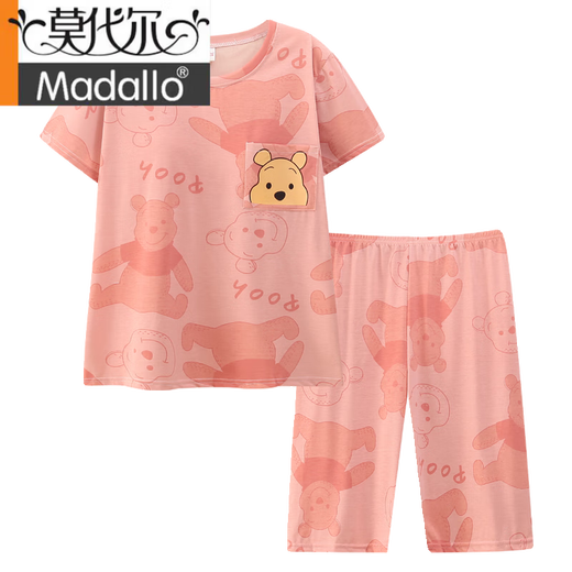 莫代尔夏季纯棉带胸垫睡衣女士短袖短裤韩版卡通夏天薄款外穿家居服套装 844#草莓阿狸 M 【建议80-100斤】