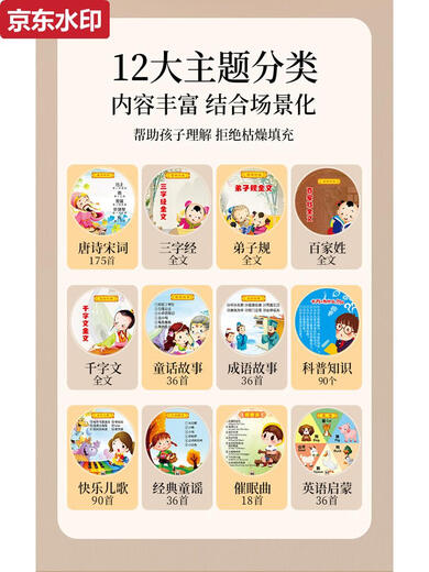 
Qilicai Children's Early Education Gramophone Voice Training Learning Machine Record Story Machine Music Player Enlightenment Toys Upgrade Orange 96 Chinese Card + 96 English Card 1