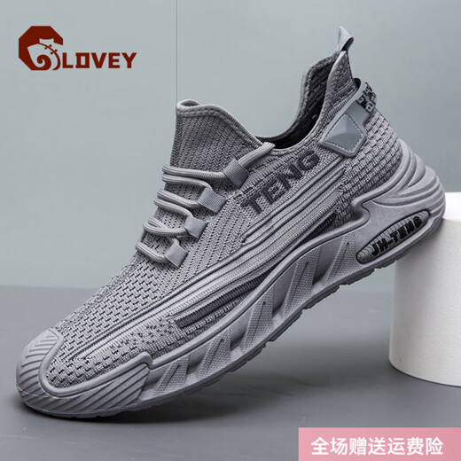 LDVEY昌祥大码男鞋春夏季2025新款透气网面鞋子男45 47 48跑步休闲运动 FH-JYX9227灰色 单层 48