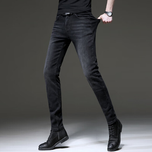 Sept Wolves 2025 Spring haut de gamme Nouveau jean noir Black Style Men's Korean Trendy Ripped Pantals Pantalons Trendy Casual Casual