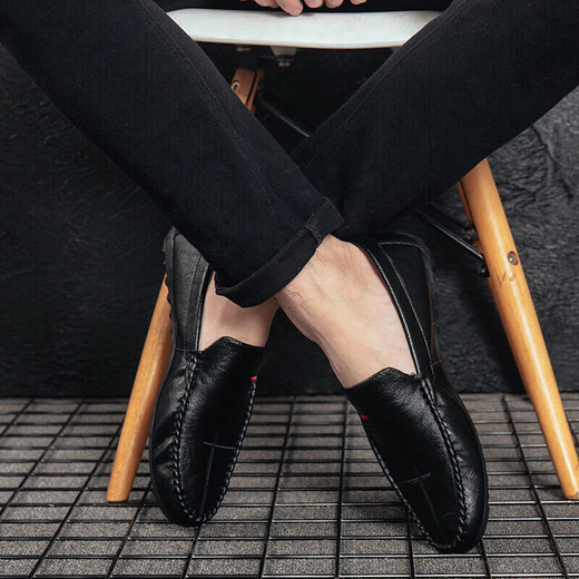 Yierkang Spring 2025 Nuevos zapatos Doudou zapatos de cuero para hombres Versión coreana Zapatos de conducción Tendencia social Zapatos de hombres casuales White 9880 39 Talla más pequeña