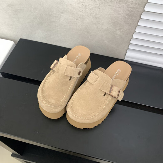 S.Sofea Birkenstock Shoes для женщин весной и летом усиливает пробковые подошвушковые мулы Retro Style 677-2 Abricot Corle Color 36