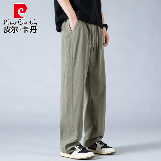 Pantalon en soie glacée respirant en maille Pierre Cardin 2025 été nouveau style cool pantalon anti-moustique à séchage rapide pour hommes droit ample sport décontracté 6636 noir M (environ 90 ~ 110 Jin Jin équivaut à 0,5 kg peut être porté)