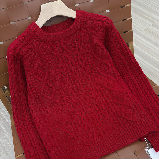 ROMON knitted sweater for women thick rod pin 100% wool 2025 spring and autumn new fashion retro jacquard loose sweater white single size