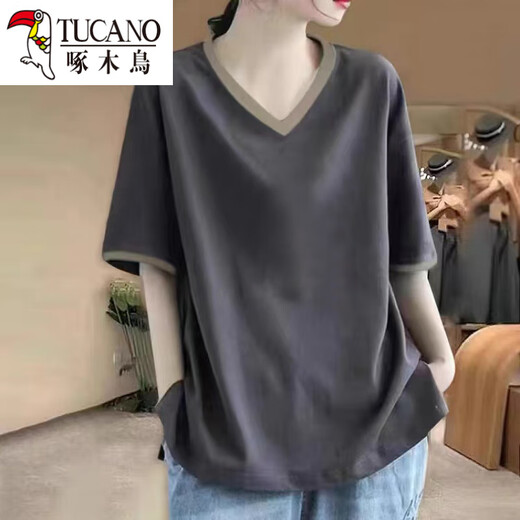 Camiseta de moda de algodón de algodón puro Raglan de algodón corto para mujeres en verano Temperamento suelto y delgado Top informal Borgoña [Lotus rosa impreso en la parte inferior derecha] XL (recomendado 130-145 Jin [Jin iguala 0.5 kg])