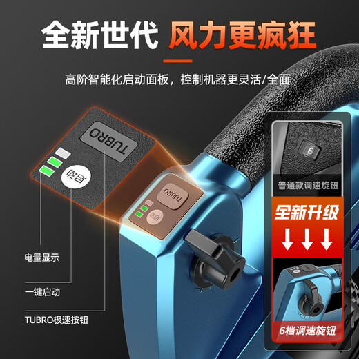 Lithium Hair Dryer Souffle des feuilles Charges Blower High-Power Industrial Savot Soot soufflant le pistolet Duploval Gun soufflant de la poussière Storm-bleu Dy Chargement de tempête Gun 3888TV1 Electric 1