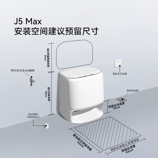 云鲸【政府补贴15%】扫地机器人J5Max 智能扫拖一体洗地机器人 扫拖一体自动清洗全自动擦地机 水箱版