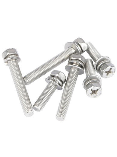 GB9074.13304 Agujero de acero inoxidable Combinación Hexagon Cross Cross Cross Groove Tres combinación M3-8 M5*18500 Piezas