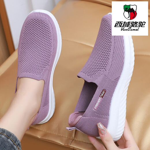
Western Region Camel (VANCAMEL) Spring and Summer Old Beijing cloth shoes Women's Single Shoes Casual Breathable Mesh Mom Shoes Anti-Slip Soft Sole Middle-aged and Elderly Grandma Shoes 6636-Black Single Shoes [Normal Size] 39