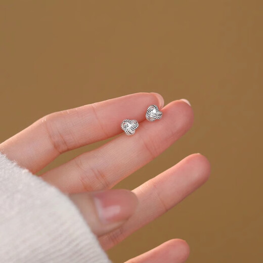 Core luxury sterling silver S999 pure silver Ruyi Concentric Knot Earrings Women's Ear Support Anti-fall Earrings 2025 New Ear Bone Jewelry Concentric Knot Earrings Curved Hook Pair