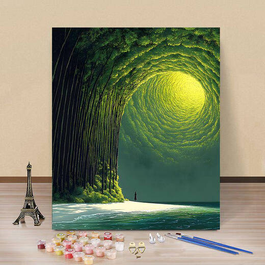 
XMSJ Hayao Miyazaki landscape digital oil painting coloring high-value style living room decoration painting Z-679 light color bottom 40X50CM ordered inner frame + pen pigment without outer frame