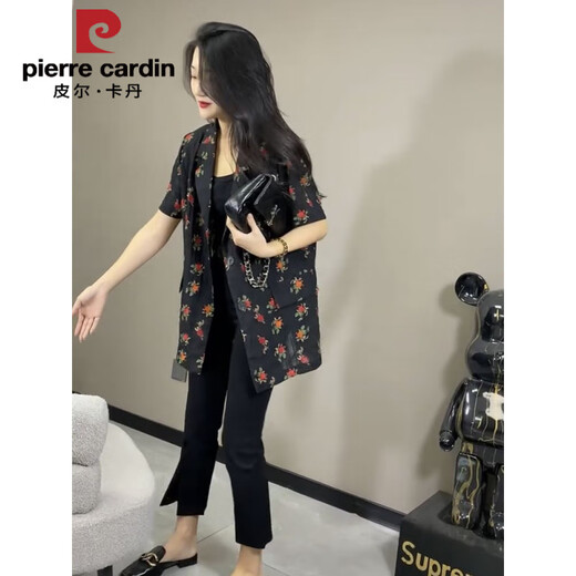 Pier Cardin 2025 Sommer koreanischer Stil modische und modische gedruckte altersreduzierende Anzugjacke für Frauen loser und schlanker koreanischer vielseitiger Anzug Trend 6191# Bildfarbe M Empfohlen 80-100jin [Jin gleich 0,5 kg]