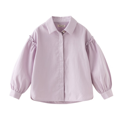 DAVE&BELLA new spring pure cotton girls' shirts, medium and large children's long-sleeved shirts, stylish children's tops, little girls' clothes, gray purple, in stock, 140 cm (recommended height 130-140cm)