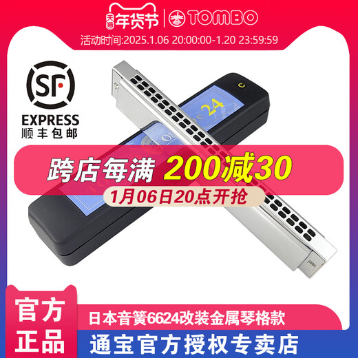 通宝（TOMBO）通宝休止符定制改装金属琴格款24孔复音口琴6624初学者入门 12只套装-含YENGBOGE牌琴包
