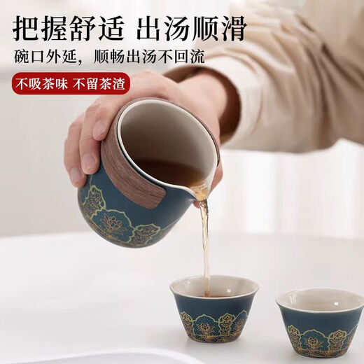 Ancient rhyme travel tea set car business trip portable ceramic quick cup one pot four cups company event business Jilan-one pot three cups+can+big black bag