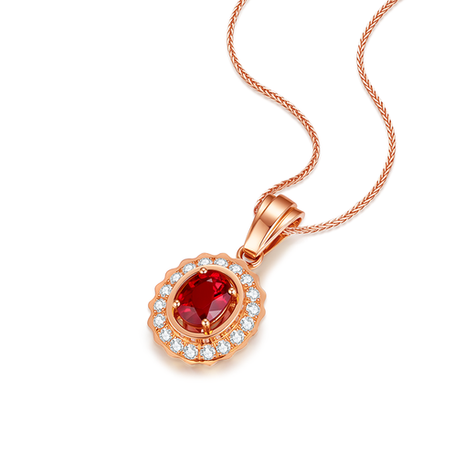 I Do 18K gold inlaid ruby diamond necklace light luxury high-end jewelry pendant Chinese Valentine's Day gift