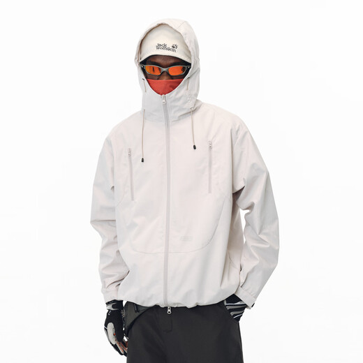 FPA three-proof double-pull hooded three-dimensional structure charge outdoor sports windproof couple jacket style outer jacket black L