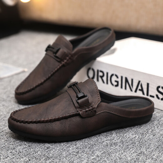 Woodpecker Summer Leather Chaussures pour hommes respirant des chaures paresseux décontractés à la mode des mocassins de haricot d'un pied pour hommes yl-d898 marron 39