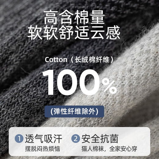 Cat man 6 pairs of men's socks for men 100% pure cotton odorproof boat socks breathable ear lifting and casual short socks for men