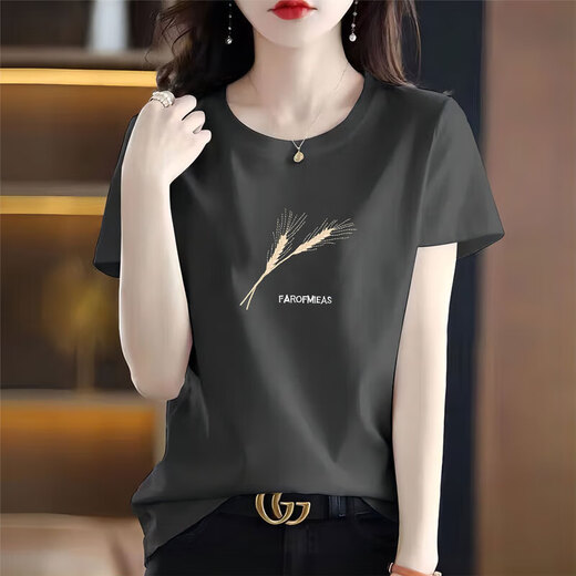 Pure Yishion Brand Rephishal Algodón de algodón puro Blanco Camiseta de manga corta Camiseta holgada Women Women Summer Top 6193 Light Purple de manga corta M (recomendado 80-105 Jin [Jin iguala 0.5 kg])