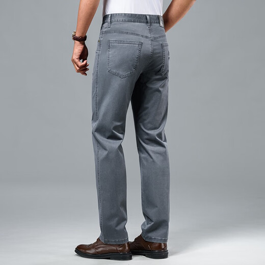 Jeep Spiritjeep Jeep Sommer dünne reine Baumwoll-Jeans-Jeans-Männer lose und kühle High-End-Business Elastizitätshose J7029 Khaki Sommer dünn 29 Taillenkreis 2ft 2