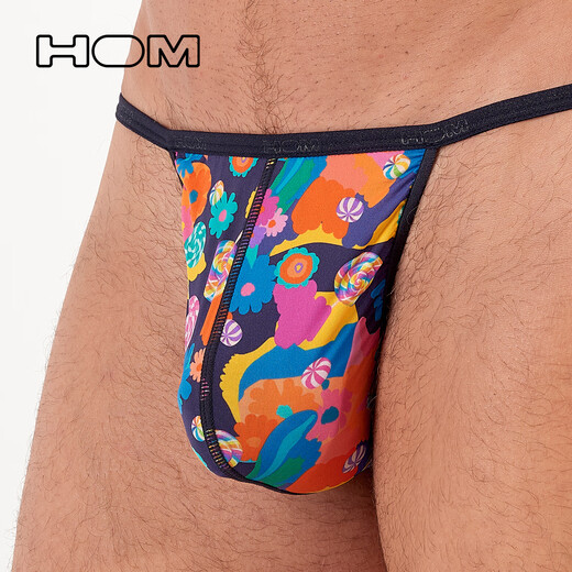 HOM men's thongs fashion printed elastic low-waisted thongs men's thin single thongs U-convex sexy color 1 piece S